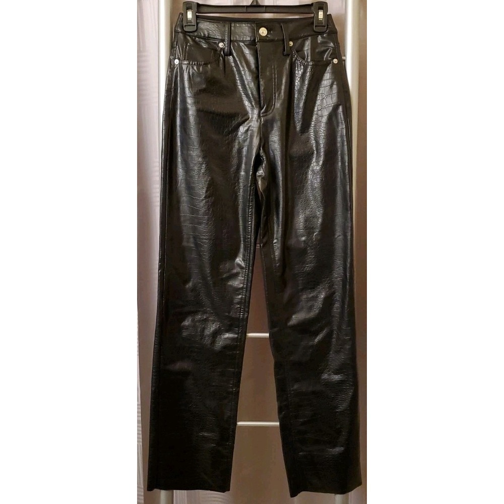 Express Modern Straight Super Hi-Rise Black Snake Print Pant Womens 00R